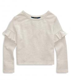 Ralph Lauren Little Girls Cream Heather Ruffled Atlantic Top