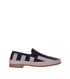 Dolce & Gabbana Black Beige Striped Espadrilles