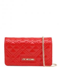 Love Moschino Red Quilted Chain Small Crossbody