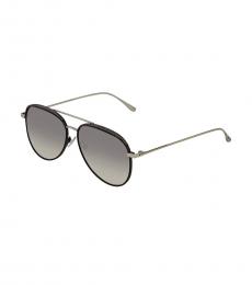 Jimmy Choo Black-Silver Shaded Aviator Sunglasses