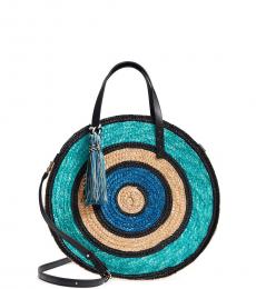 Rebecca Minkoff Blue Woven Straw Circle Large Satchel
