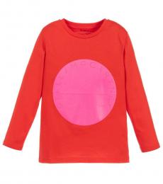 Stella McCartney Girls Red & Neon Pink Logo T-Shirt