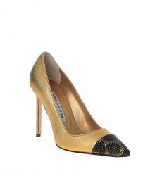 Manolo blahnik Gold Stingray Leather Heels