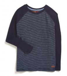 7 For All Mankind Boys Indigo Striped Raglan T-Shirt