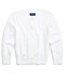 Ralph Lauren Little Girls Trophy Cream Knit-Heart Cardigan