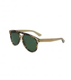 Salvatore Ferragamo Havana-Honey Green Aviator Sunglasses