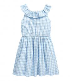 Ralph Lauren Little Girls Blue Gingham Poplin Dress