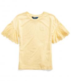 Ralph Lauren Girls Empire Yellow Eyelet Cotton-Modal Top
