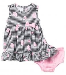 Calvin Klein Baby Girls Black Floral Stripe Dress