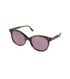 Bottega Veneta Havana-Violet Round Sunglasses