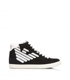 Emporio Armani Black White Logo High Top Sneakers