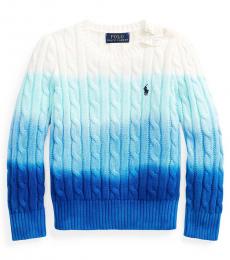 Ralph Lauren Little Girls Ocean Blue Dip-Dyed Sweater