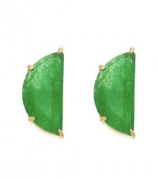 Green Half Moon Earrings
