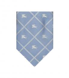 Light Blue Check Logo Tie