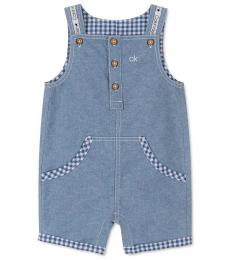 Calvin Klein Baby Boys Blue Gingham-Trimmed Shortalls