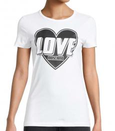 Love Moschino White Logo Graphic T-Shirt