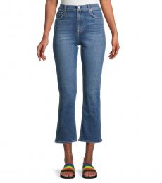 7 For All Mankind Blue High-Rise Cropped Slim Jeans