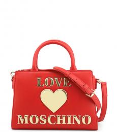 Love Moschino Red Shiny Heart Small Satchel