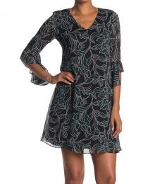 Calvin Klein BlackWhite Bell Sleeve Shift Dress
