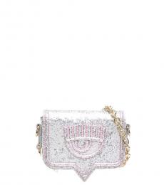 Chiara Ferragni Silver Eyelike Mini Crossbody Bag
