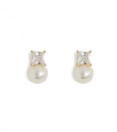 J.Crew Off White Pearl Crystal Stud Earrings