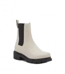 DKNY White Leather Boots