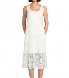 Karl Lagerfeld White Logo Lace Midi Dress