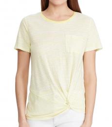 Ralph Lauren Light Yellow Striped Twist-Knot Top