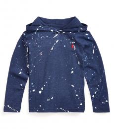 Ralph Lauren Little Boys Dark Blue Paint-Splatter Hooded T-Shirt