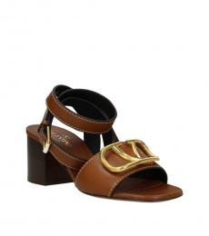 Valentino Garavani Brown Front Logo Mid Heels