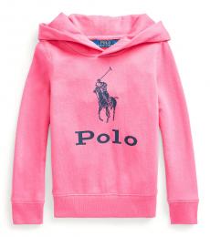 Ralph Lauren Little Girls Baja Pink Big Pony Terry Hoodie