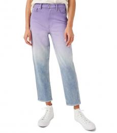 7 For All Mankind Light Purple Cropped Straight Leg Jeans