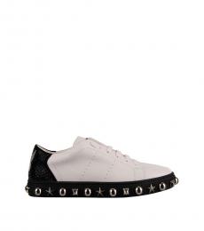 Philipp Plein White Black Studded Crystals Sneakers