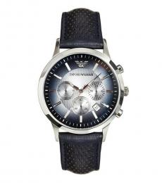 Emporio Armani Blue Classic Breathable Leather Watch