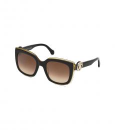Black Monogram Crest Square Sunglasses