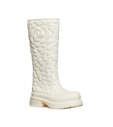Valentino Garavani White Atelier Rose Boots