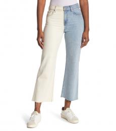 Light Blue Cropped Two-Tone Jeans