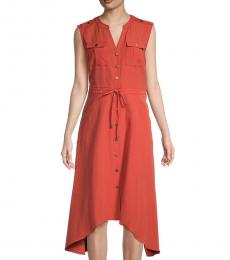 Karl Lagerfeld Red Asymmetric Shirt Dress
