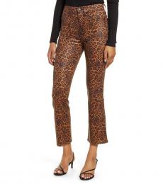 Leopard Print Slim Fit Flare Jeans