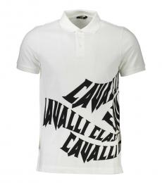 Cavalli Class White Regular Fit Logo Print Polo