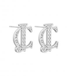 Just Cavalli Silver Logo Stud Earrings