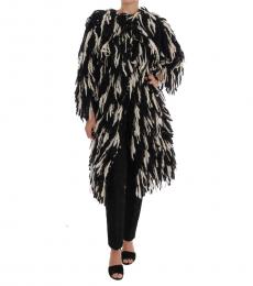 Dolce & Gabbana Black Fringes Wool Coat