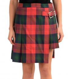Versus Versace Multicolor Checkered Pleated Skirt