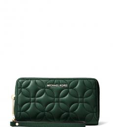 Michael Kors Racing Green Quilted Flat Wallet