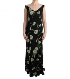 Black Sunflower Print Dress