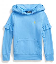 Ralph Lauren Little Girls Harbor Island Blue Ruffled Hoodie