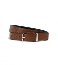 Coach Dark Saddle-Black Skinny Buckle Reversible Belt
