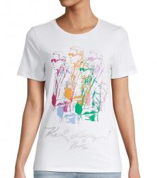 Karl Lagerfeld White Logo-Print T-Shirt