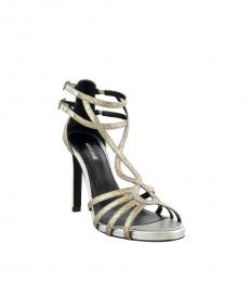 Roberto Cavalli Gold Silver Stiletto Strappy Heels