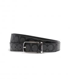 Charcoal-Black Skinny Buckle Reversible Belt
